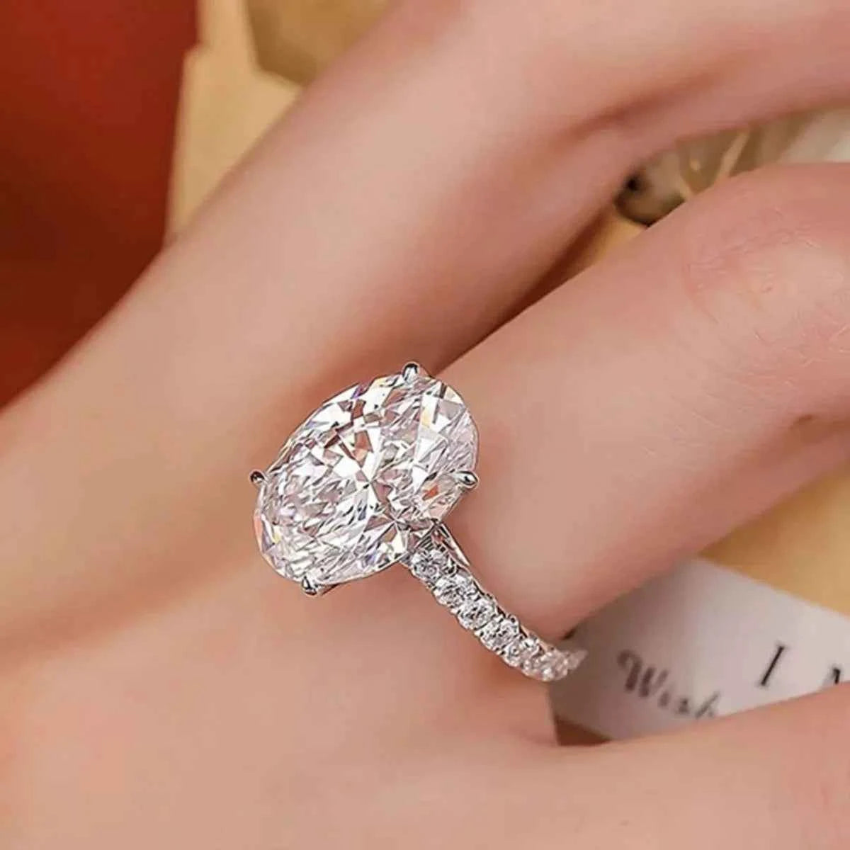 3 Carat 925 Sterling Silver Moissanite Oval Ring