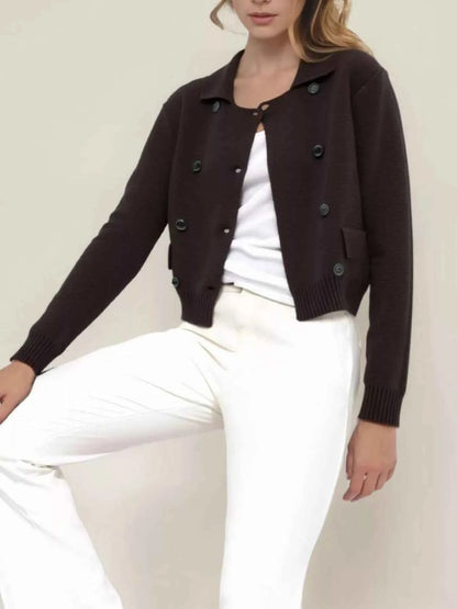 Double-Breasted Knit Cardigan