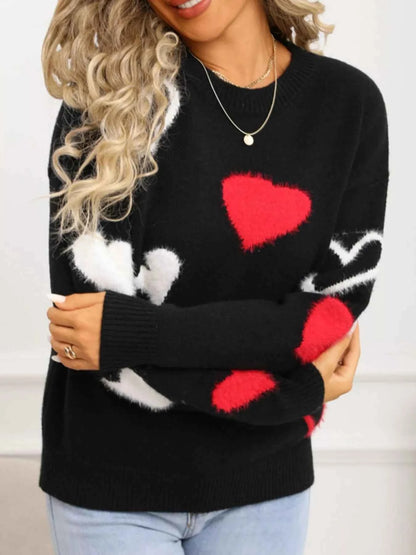 Valentine's Day Heart Pattern Knit Sweater