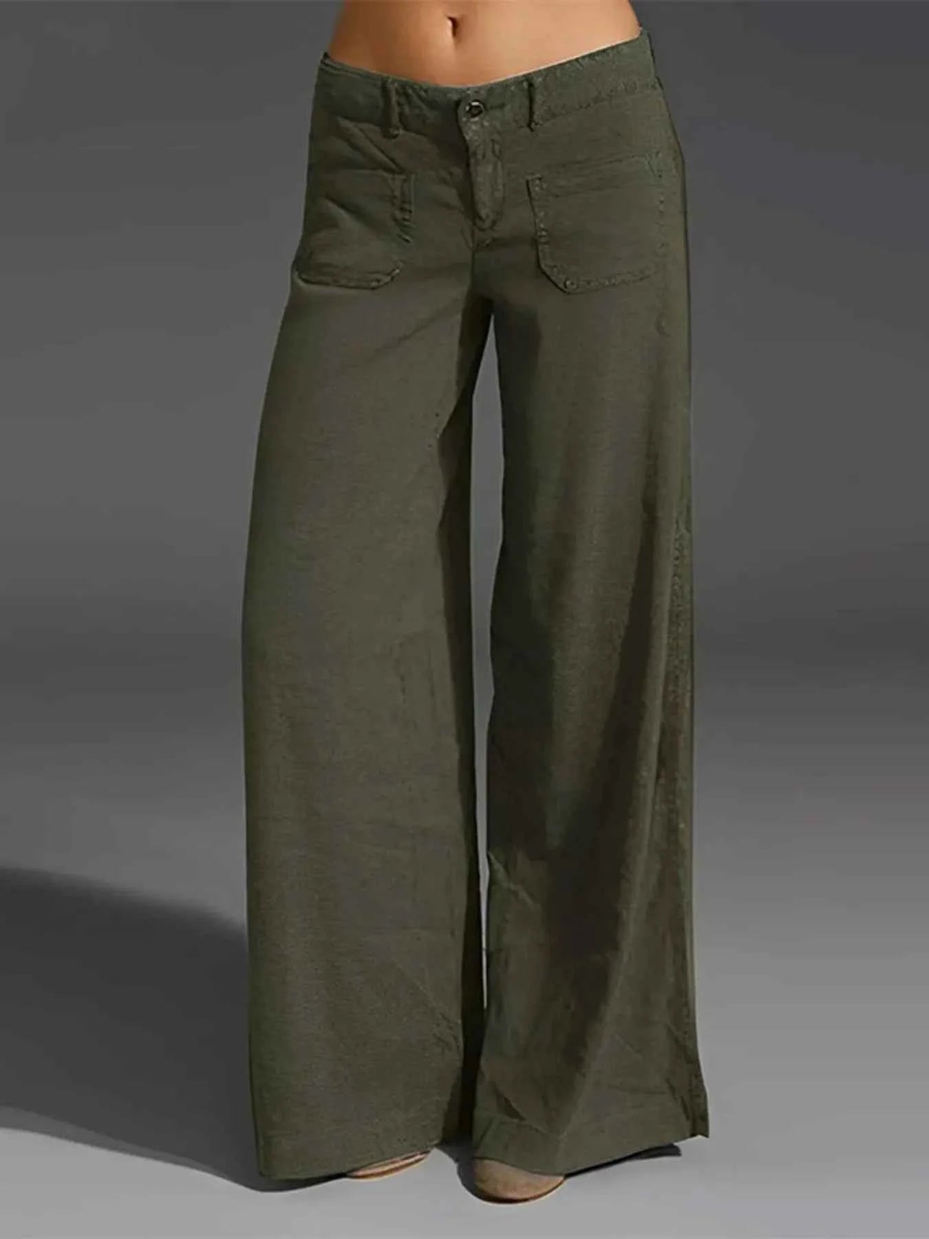 Full Size Wide Leg Pants with Pockets Plus Size