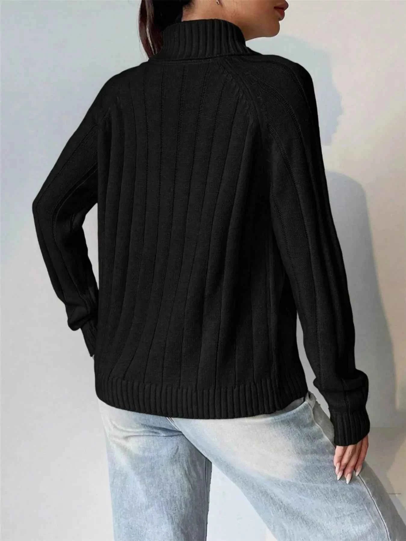 Ribbed Turtleneck Long Sleeve Sweater