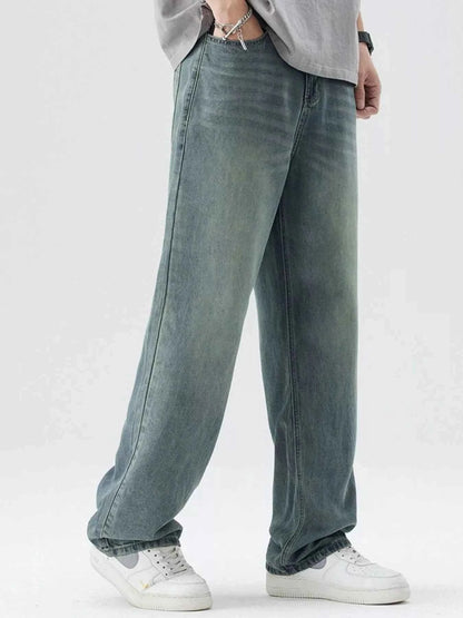Men's Washed Wide Leg Relaxed Fit Jeans