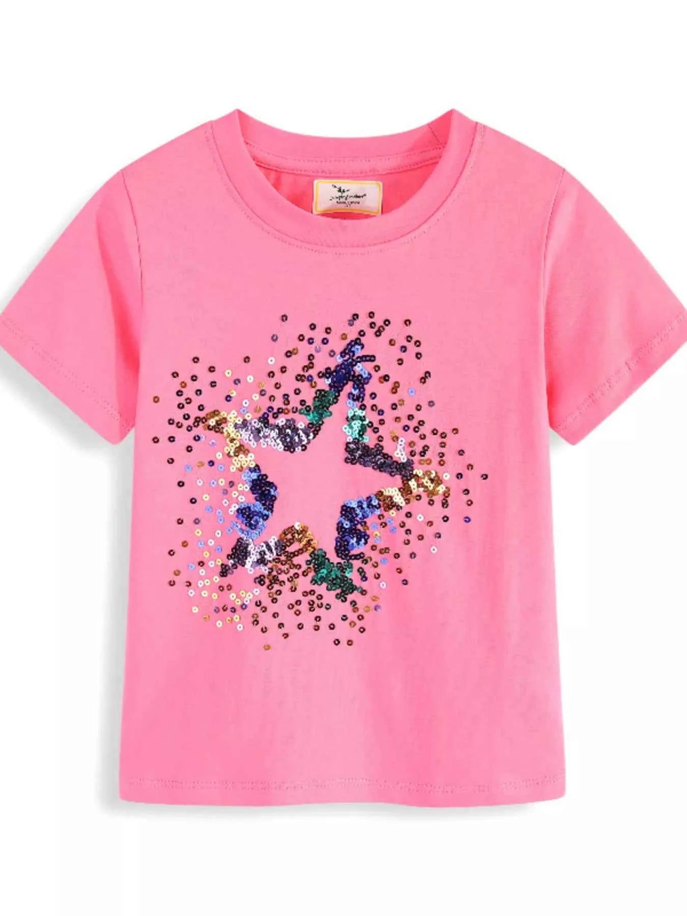 Children's Star Sequin Round Neck Tee