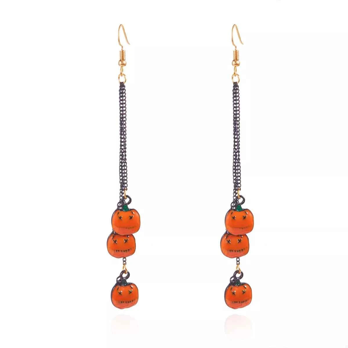 Halloween Pumpkin Chain Drop Earrings