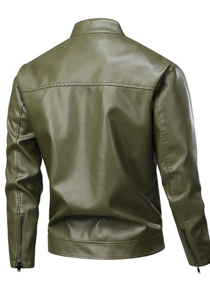 Men's Full Size Leather Zip Up Jacket Plus Size