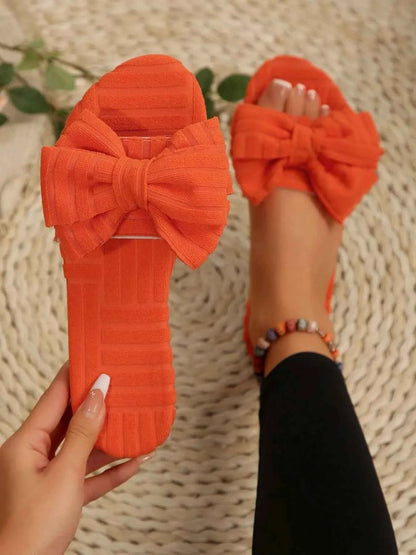 Bow Knot Open Toe Slippers