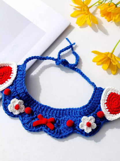 Handmade Crochet Floral Pet Scarf