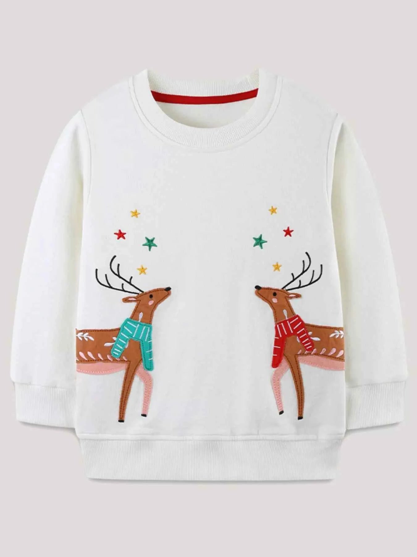 Children's Reindeer Embroidered Sweatshirt