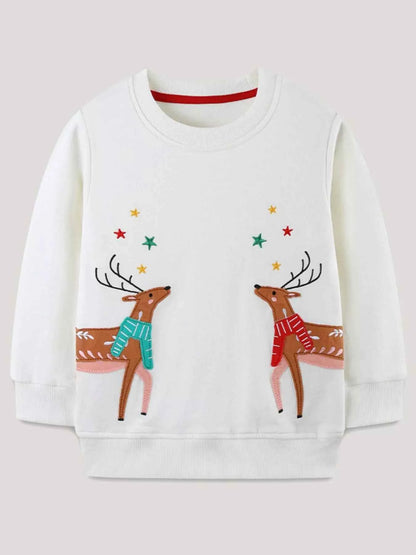 Children's Reindeer Embroidered Sweatshirt