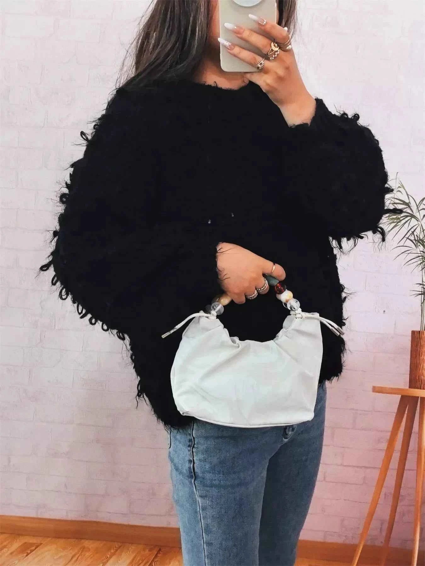 Chunky Round Neck Long Sleeve Sweater