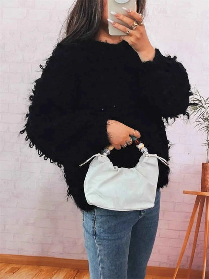 Chunky Round Neck Long Sleeve Sweater