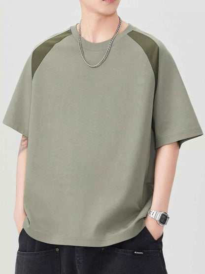Men's Plus Size Contrast Round Neck Short Sleeve T-Shirt