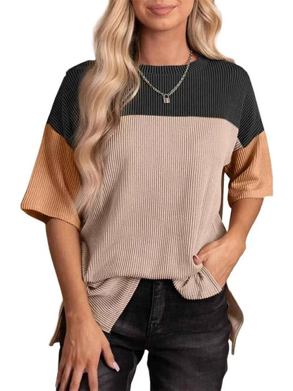 Color Block Half Sleeve Top