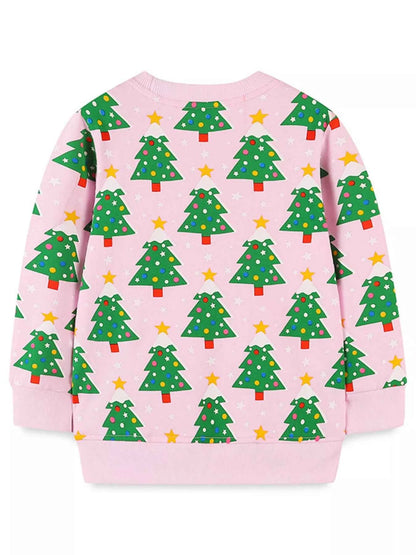 Children's Christmas Tree Print Crewneck Sweatshirt