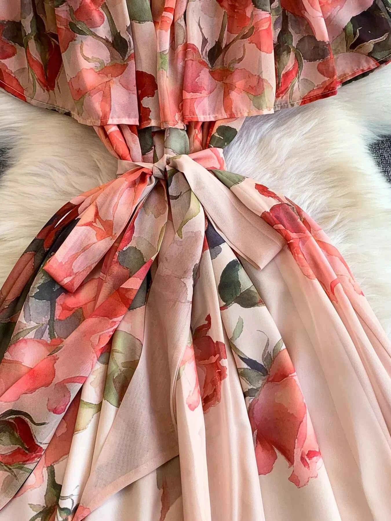 Floral Off-Shoulder A-Line Dress
