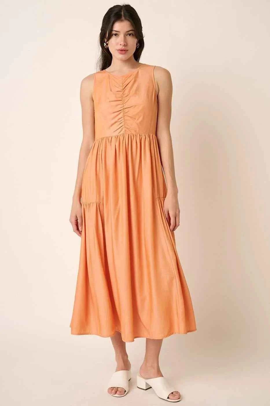 Mittoshop Ruched Detail Sleeveless Midi Dress