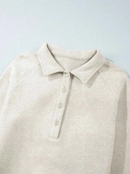 Collared Sweatshirt and High Waist Pants Active Set