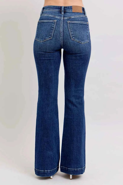 Judy Blue Full Size High Rise Flare Jeans with Pockets Plus Size