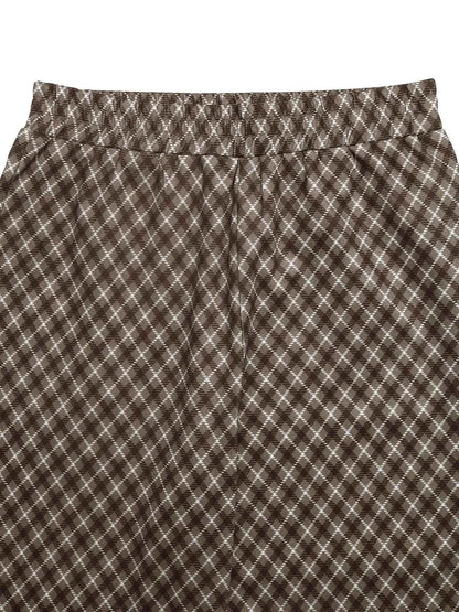 Plaid High-Waisted Wide Leg Pants