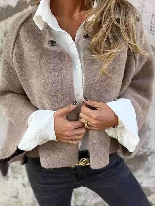 Full Size Dropped Shoulder Fuzzy Knit Cardigan Plus Size