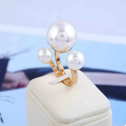 18K Gold-Plated Pearl Open Ring