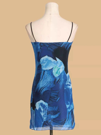 Printed Spaghetti Strap Mini Dress