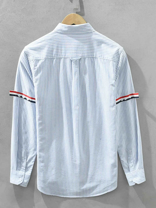 Men's Plus Size Striped Casual Long Sleeve Shirt