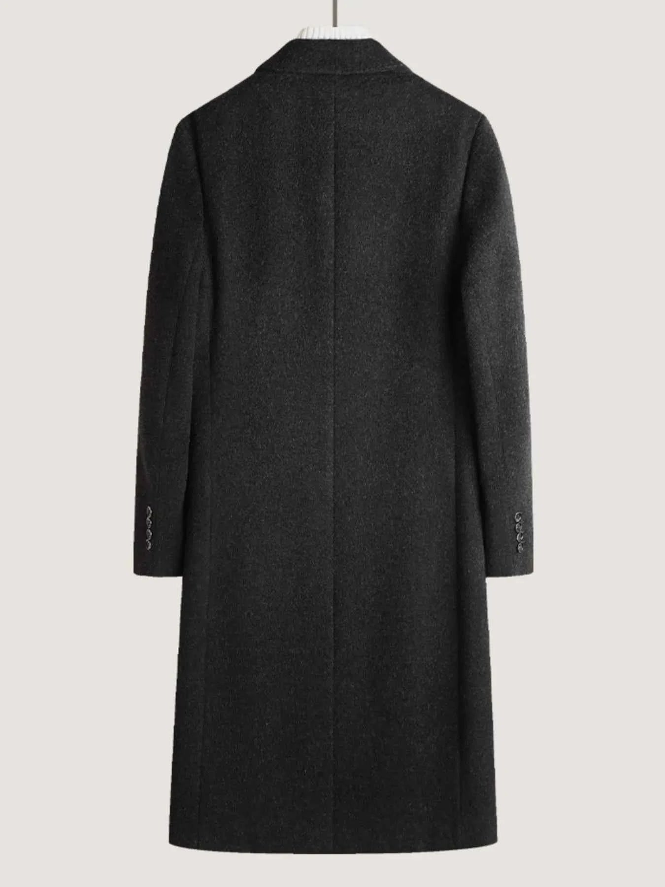 Men's Plus Size Double-Breasted Wool Overcoat