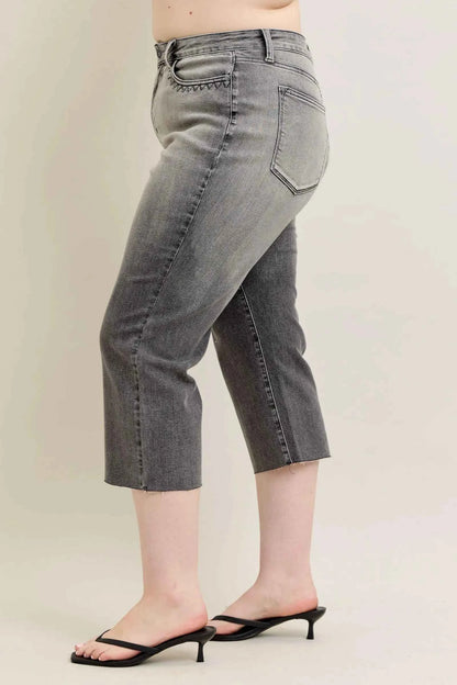 Judy Blue Full Size Wide Leg Capris Jeans Plus Size