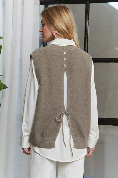 ADORA Round Neck Vest with Slight Open Back