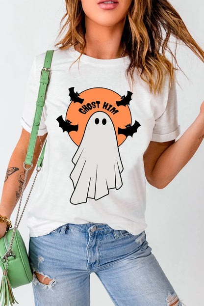 Full Size Ghost Round Neck Short Sleeve T-Shirt - SHOPHUES