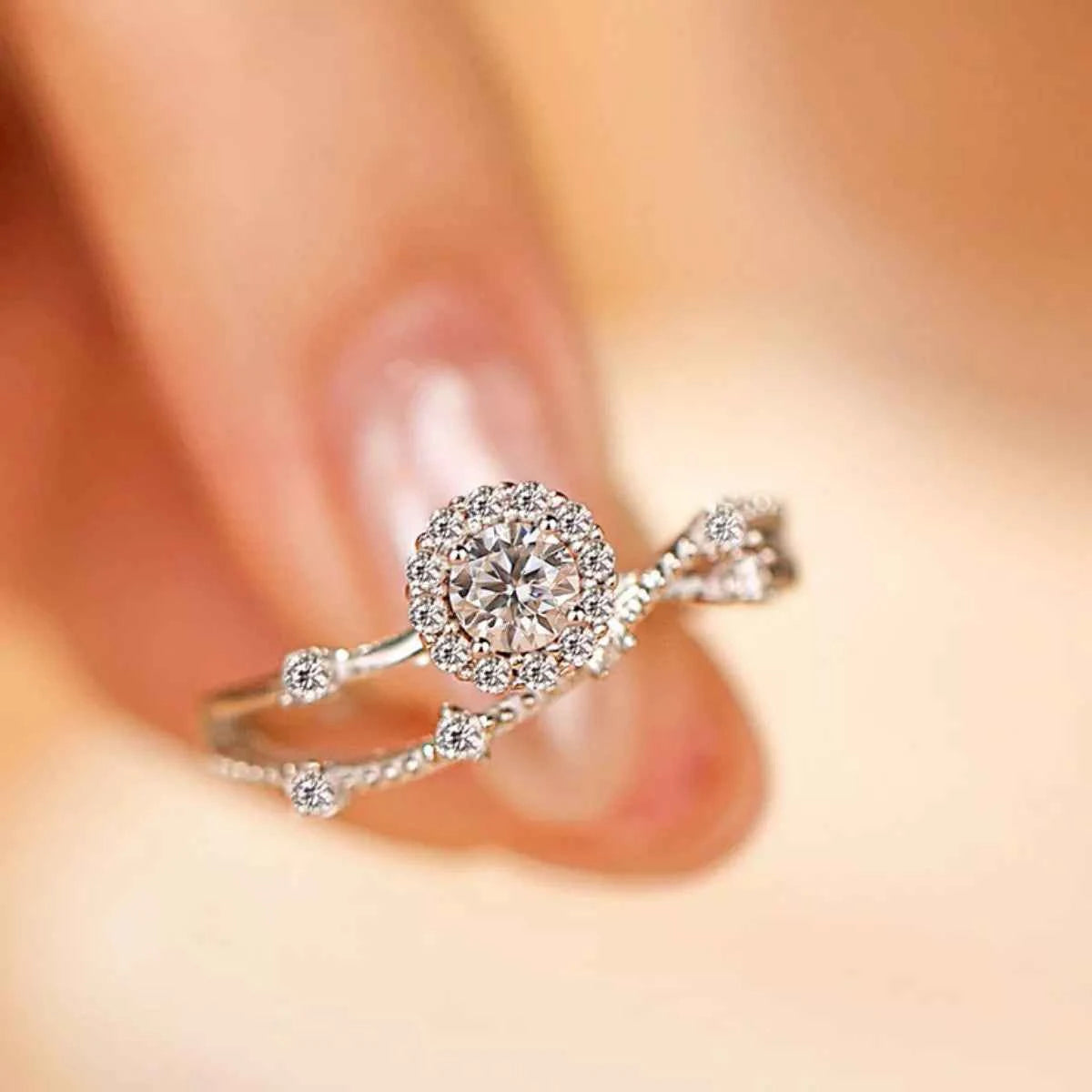 1 Carat 925 Sterling Silver Moissanite Layered Ring