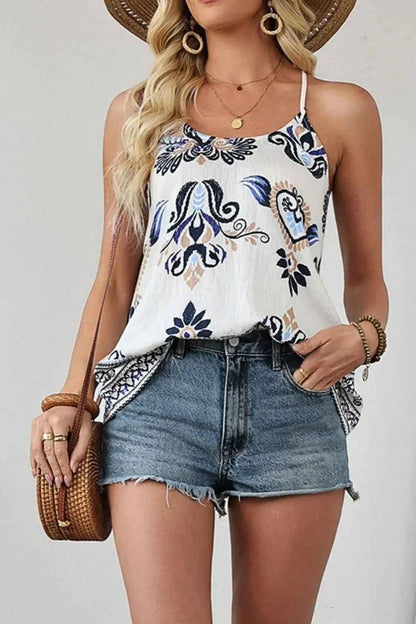 Bohemian Fashion Print Spaghetti Straps Loose Tank