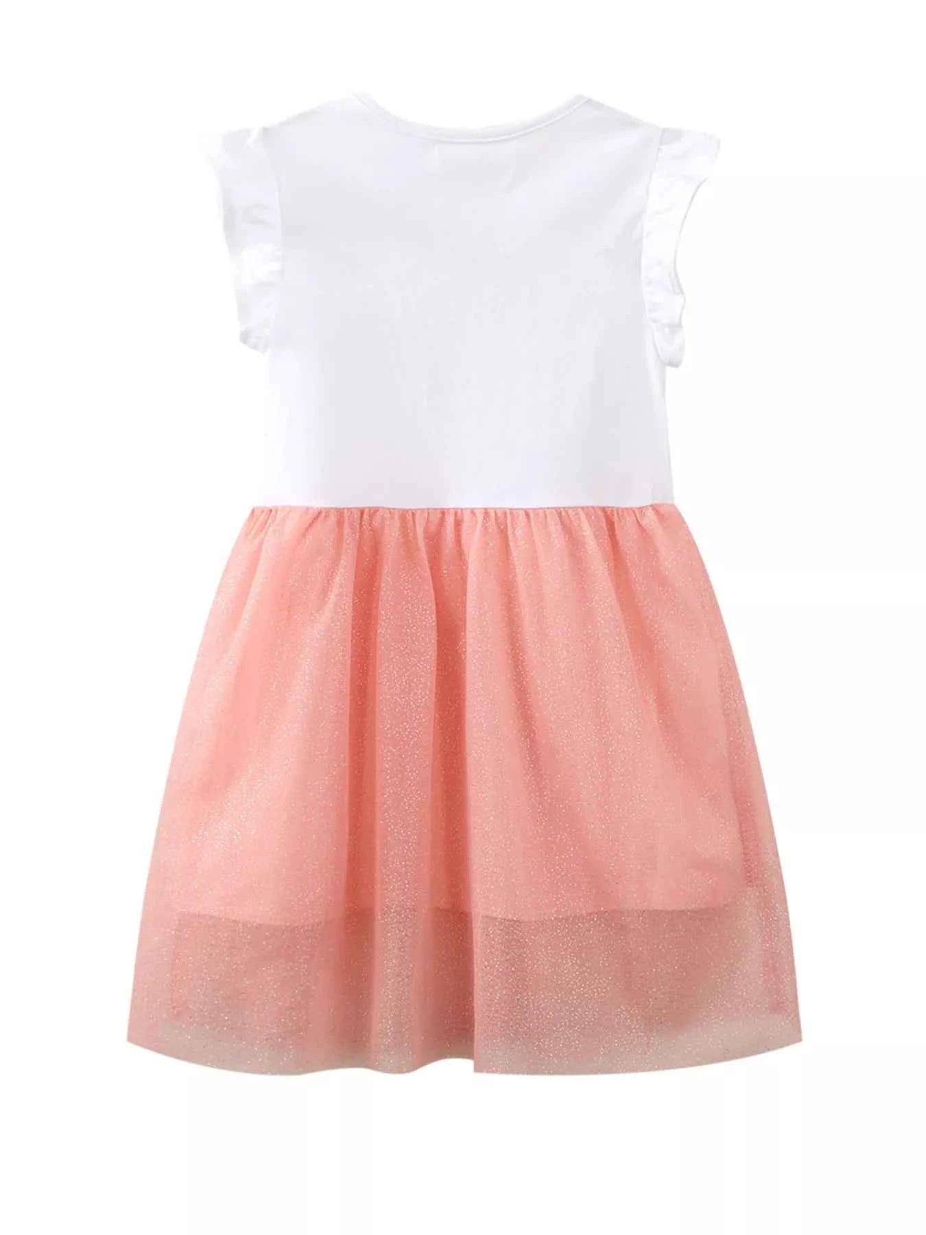 Children's Star Sequin Tulle Ruffled Sleeveless Dress