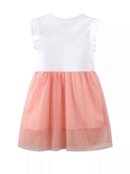 Children's Star Sequin Tulle Ruffled Sleeveless Dress
