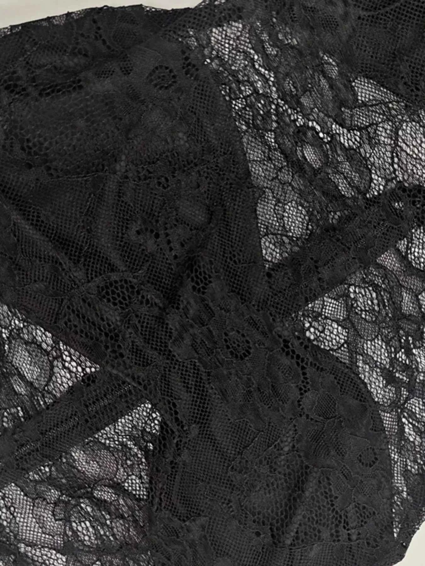 Lace Sheer Mock Neck Long Sleeve Maxi Dress