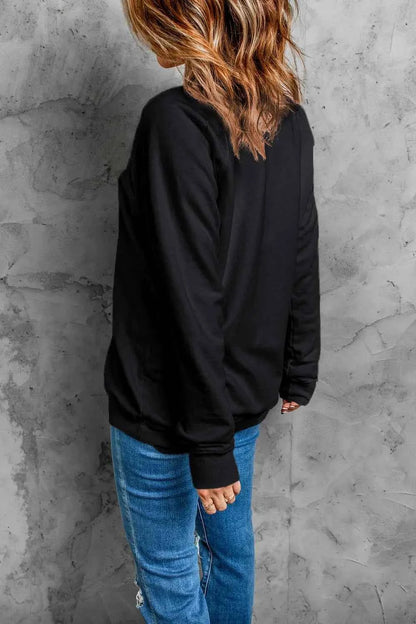 Pumpkin Round Neck Long Sleeve Sweatshirt