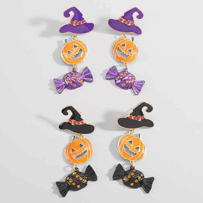 Halloween 18K Gold-Plated Alloy Pumpkin Earrings