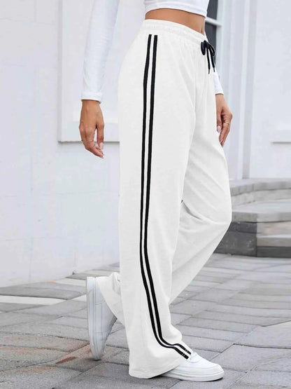 Side Striped Wide Leg Pants