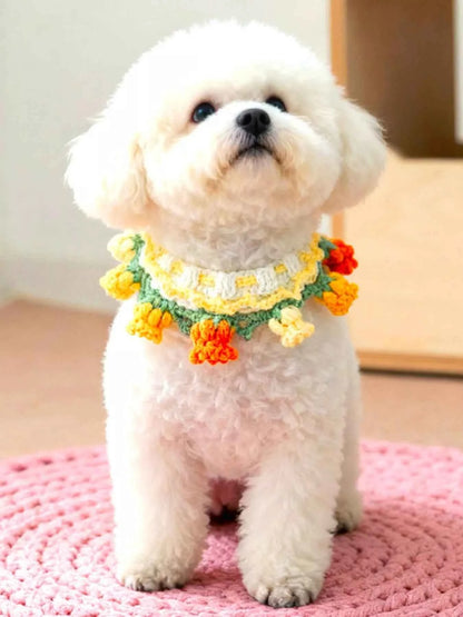 Handmade Crochet Floral Pet Scarf