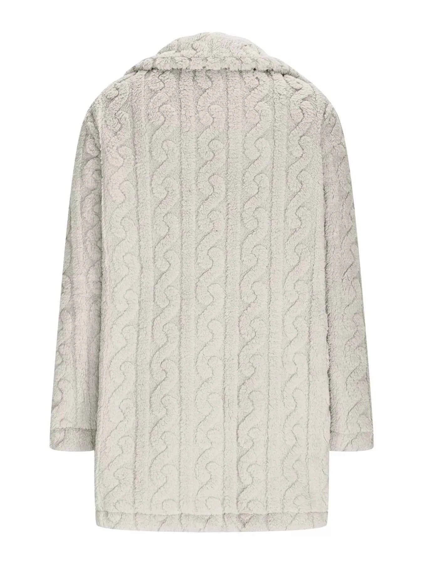 Double-Breasted Fleece Longline Coat