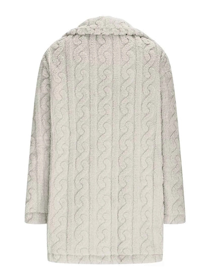 Double-Breasted Fleece Longline Coat