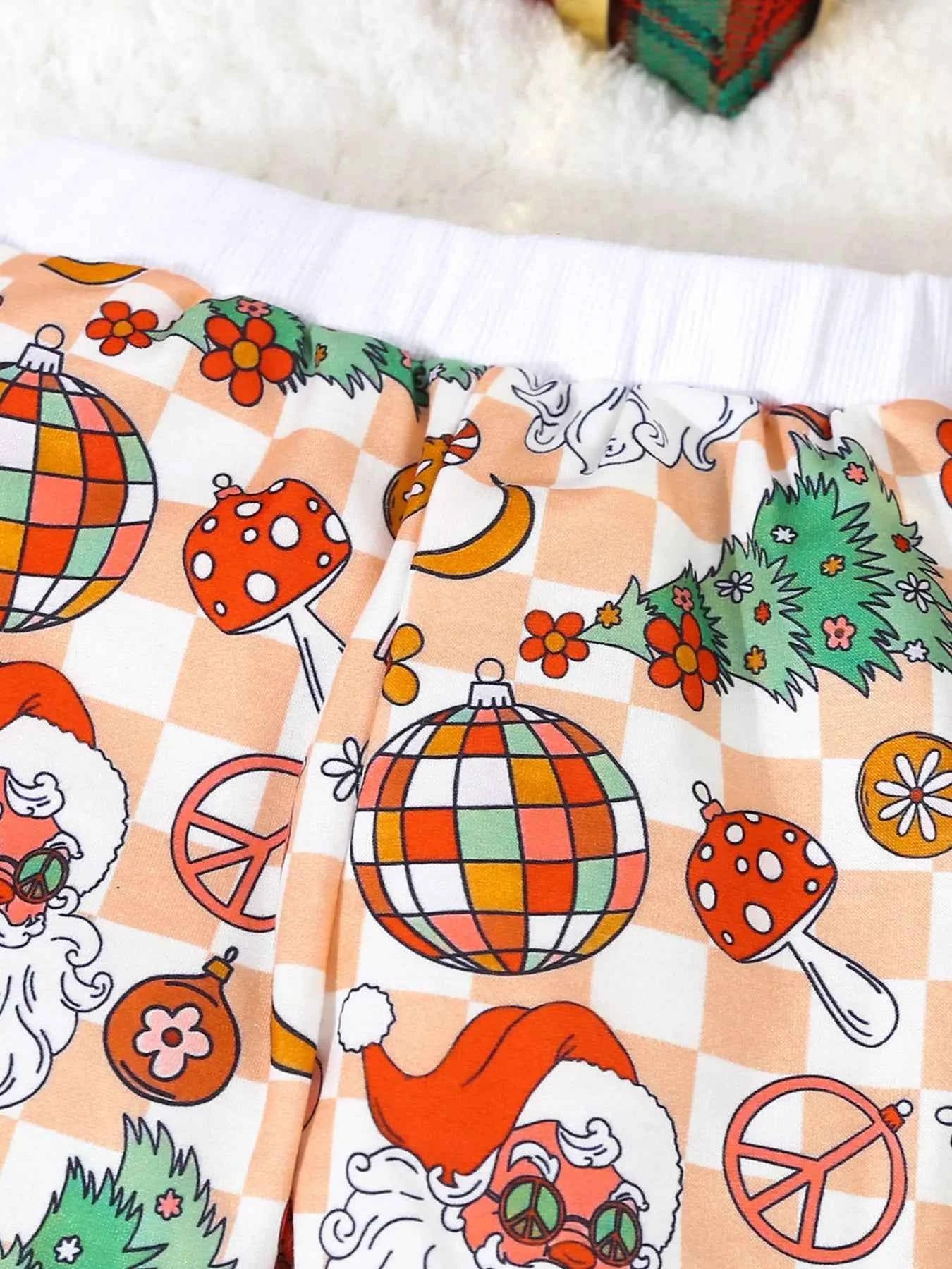 Children's Christmas Santa Print Long Sleeve Set