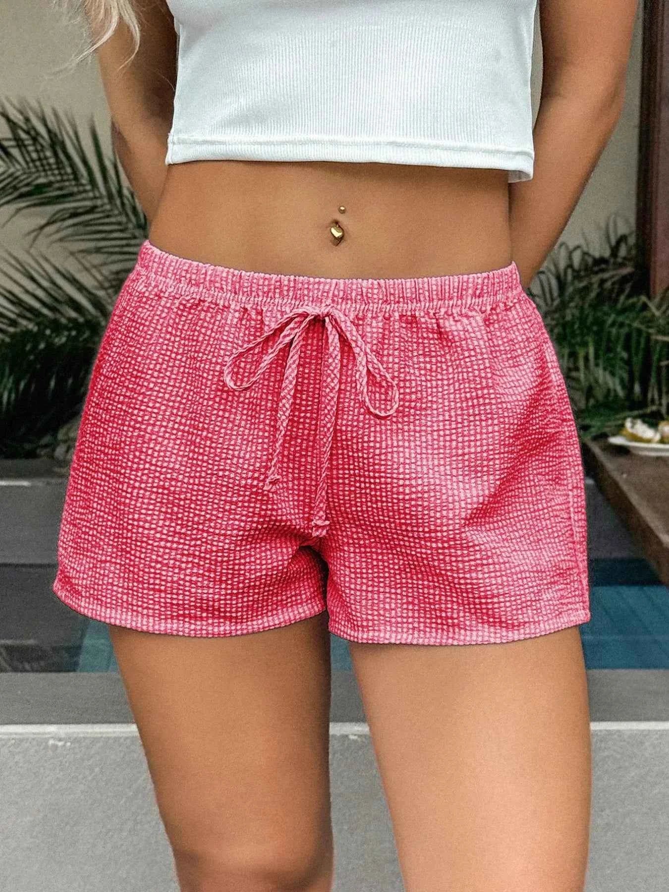 Textured Drawstring Comfort Shorts