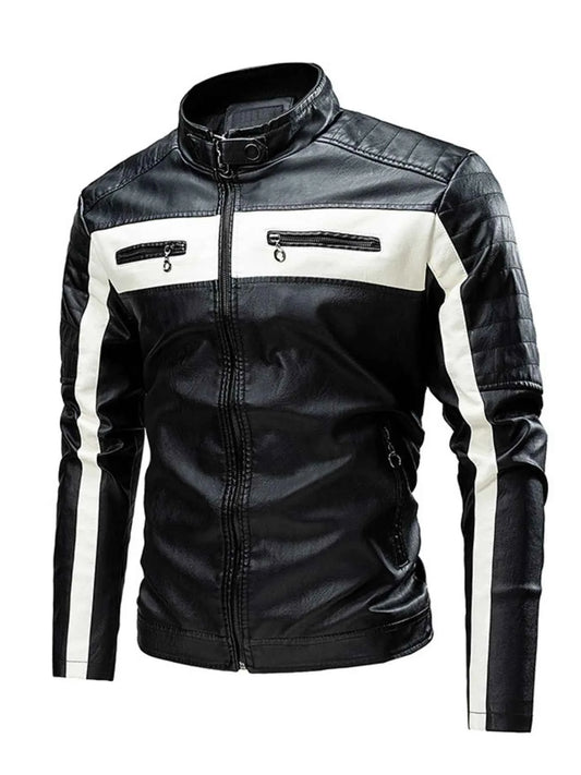 Men's Plus Size Contrast Zip Up Long Sleeve Jacket