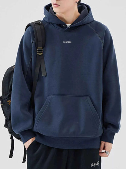 Men's Plus Size Kangaroo Pocket Raglan Sleeve Hoodie