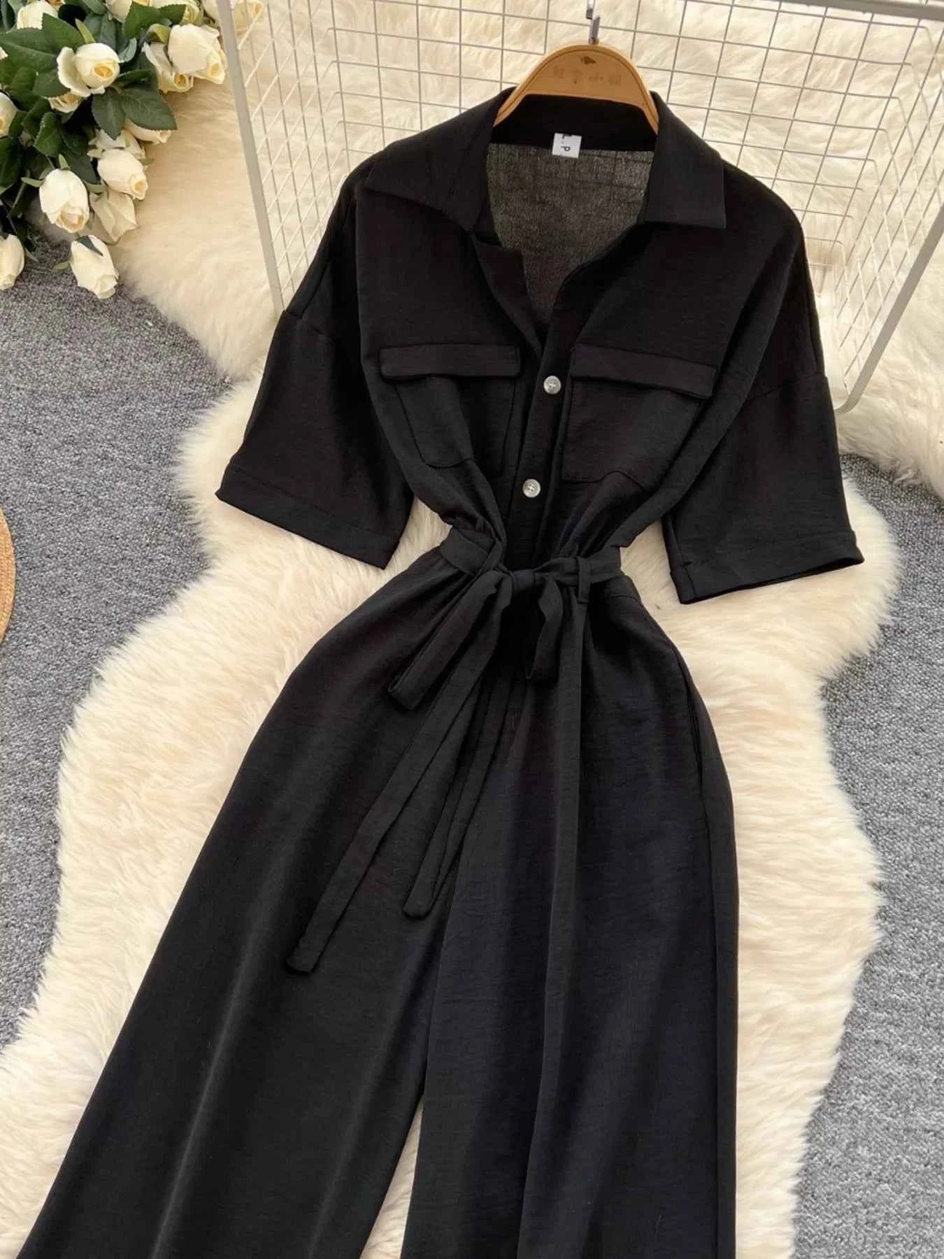 Tie Waist Wide Leg Jumpsuit