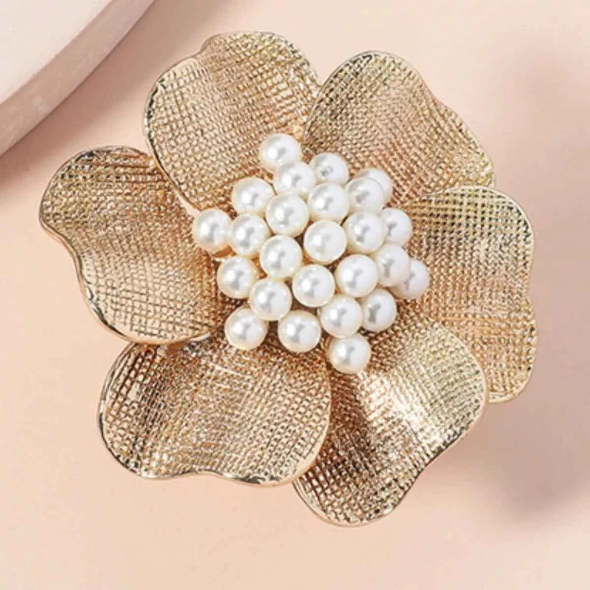 18K Gold-Plated Pearl Flower Ring