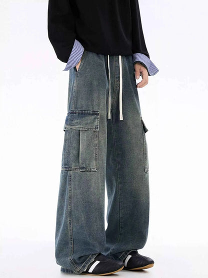 Men's Plus Size Wide-Leg Cargo Jeans