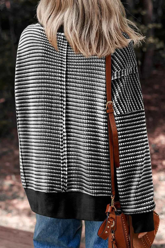 Oversized Striped Round Neck Sweatshirt